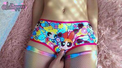 Petite 18-year-old girlfriend, Lolliepopxxxx, excitedly shows off her favorite cartoon character panties - veryfreeporn.com