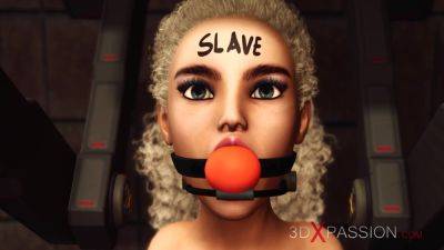 3D Blonde slave submissively serve her mistress - anysex.com