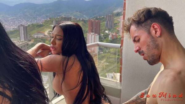 Yenifer Chacon: Venezuelan Brunette with Big Breasts in Intense Encounter with Coach on Balcony - xxxfiles.com